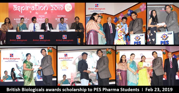 British Biologicals Awards Scholarship to PES Pharma Students