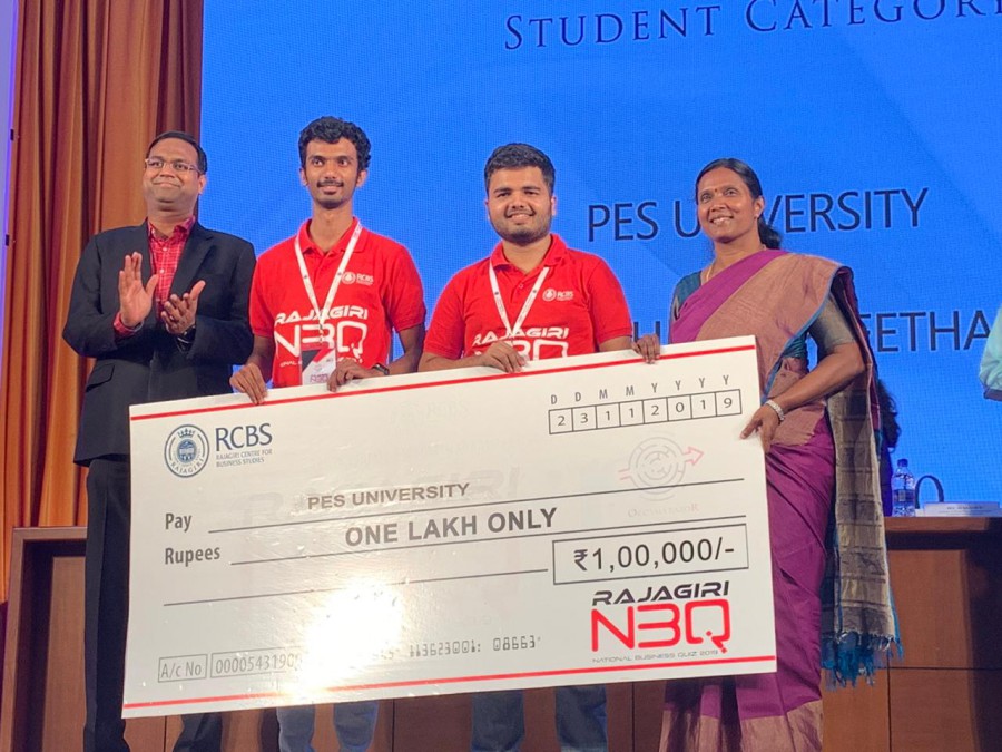 Preetham Upadhya and Akhil Siddharth have won the Rajagiri National Business Quiz