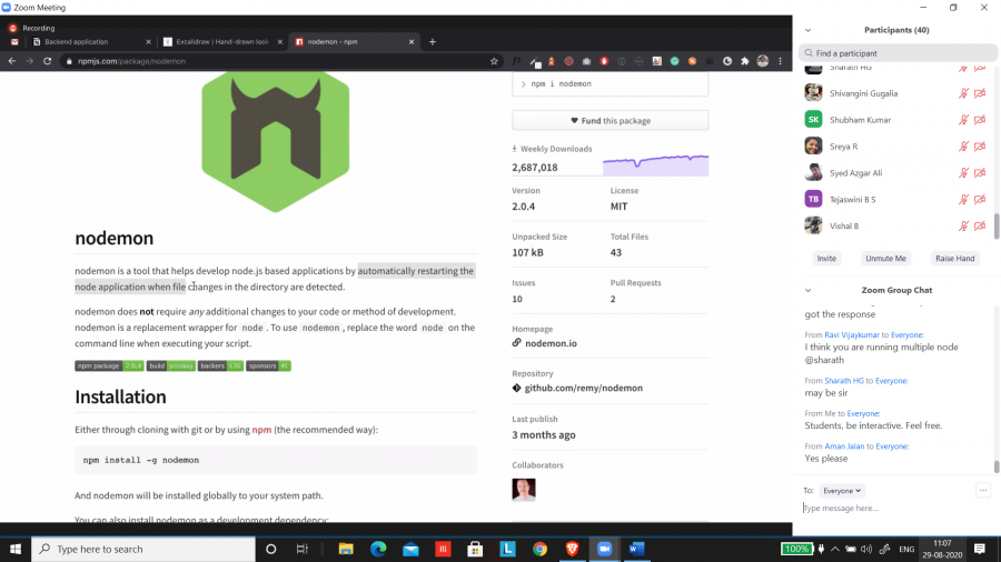 Virtual workshop on introduction to MEAN Stack held
