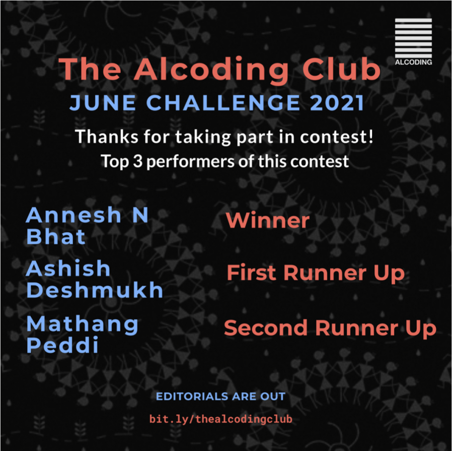 Alcoding June Challenge 2021