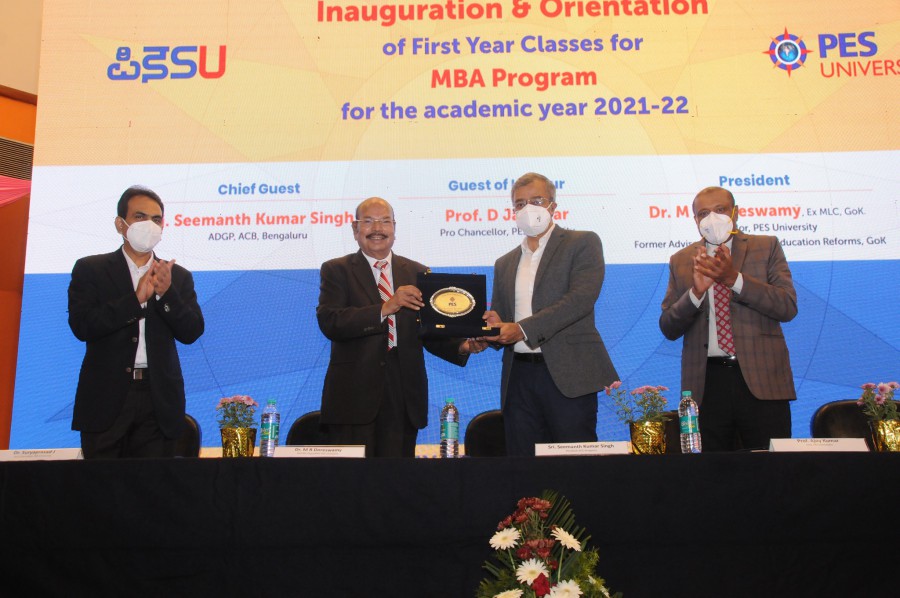 Inauguration and Orientation of First Year Classes for MBA program 2021-22 batch was held at the PES University – Ring Road Campus from Sept 29 to Oct 1, 2021.