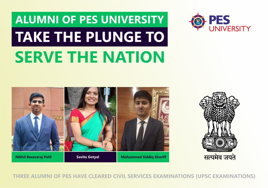 THREE ALUMNI OF PES UNIVERSITY TAKE THE PLUNGE SERVE THE NATION