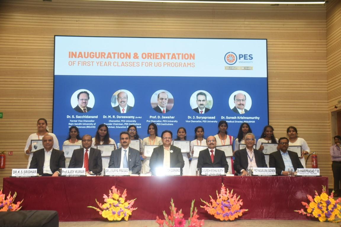 The inauguration and orientation program for First year classes in Pharmacy, Nursing, Physiotherapy and Allied health Sciences for the academic year 2024-2025 at PES University’s Electronic city campus