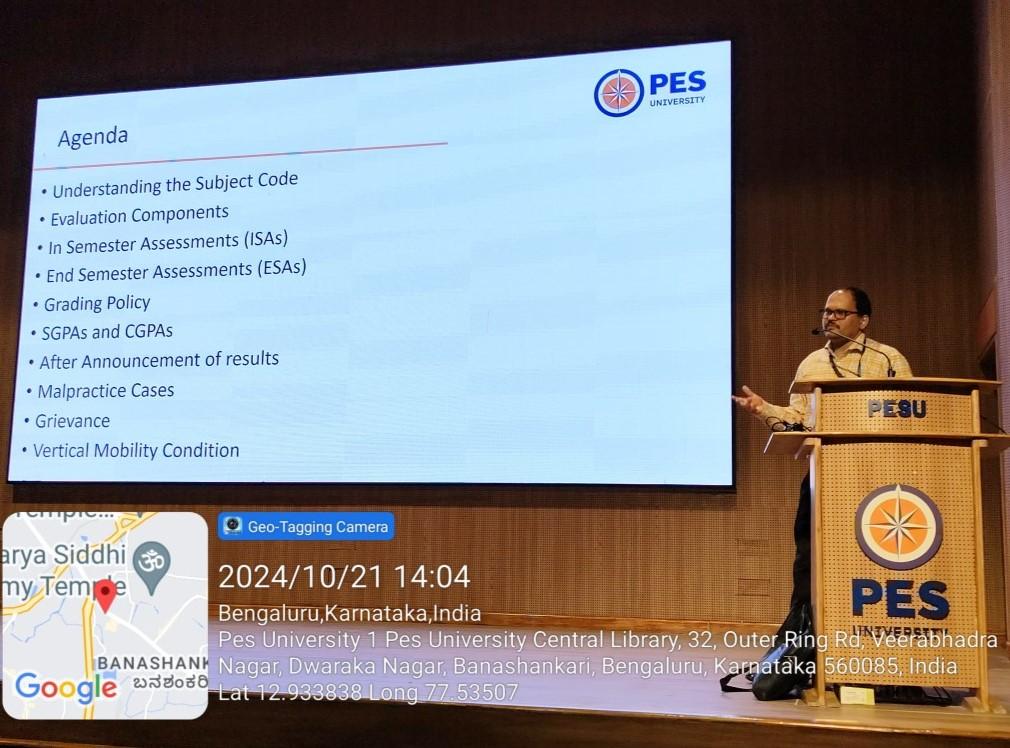 Session on PES center of examinations