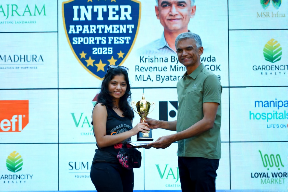 Celebrating Victory: PESU Student Shines at Inter Apartments Sports Fest 2025