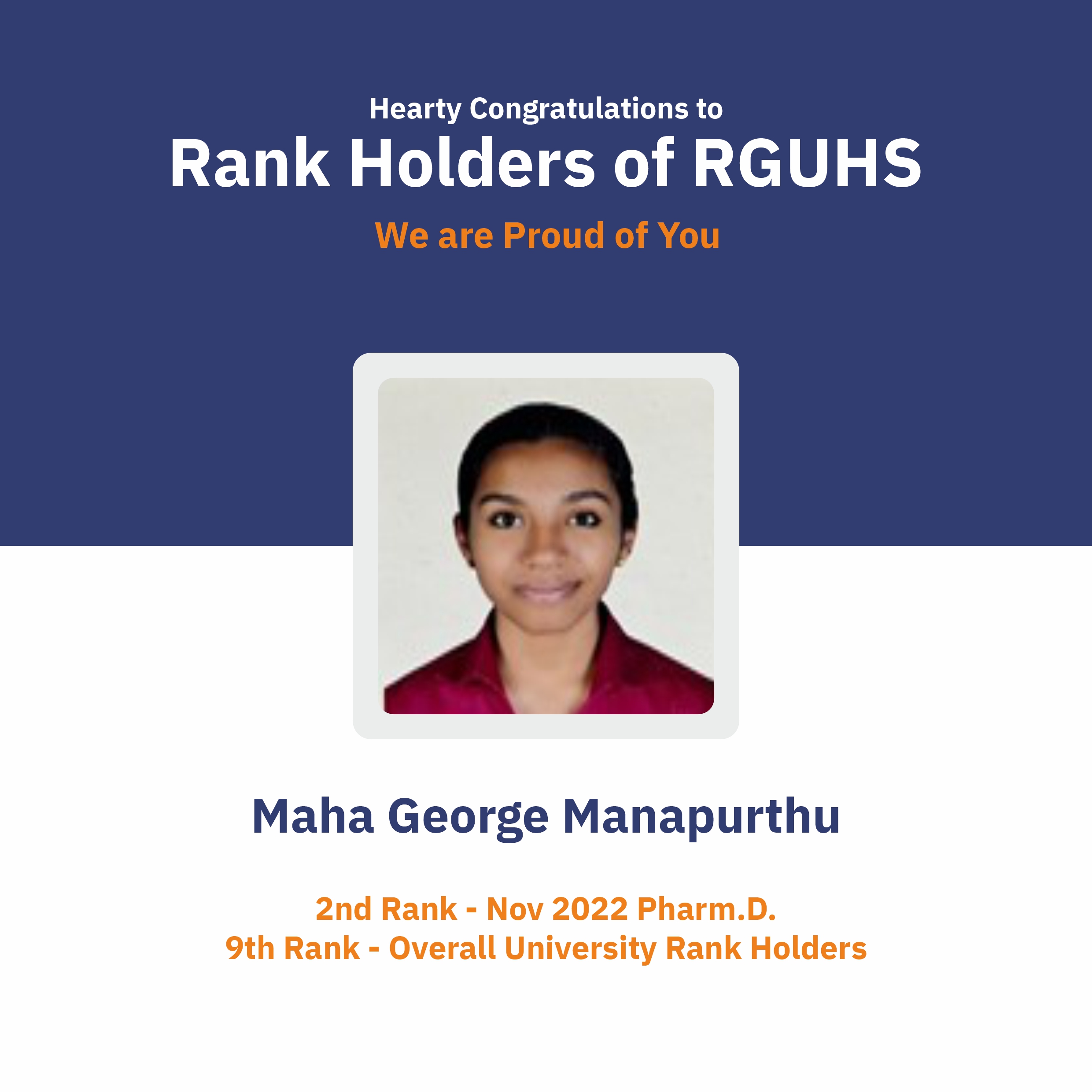 ಪಿಇಎಸ್ ಫಾರ್ಮಸಿ ಕಾಲೇಜಿನ ಡಾಕ್ಟರ್ ಆಫ್ ಫಾರ್ಮಸಿ ವಿದ್ಯಾರ್ಥಿಗಳಿಗೆ ಎರಡು ಆಗ್ರ ಶ್ರೇಯಾಂಕಗಳು (PES - Doctor of Pharmacy students secured two ranks)